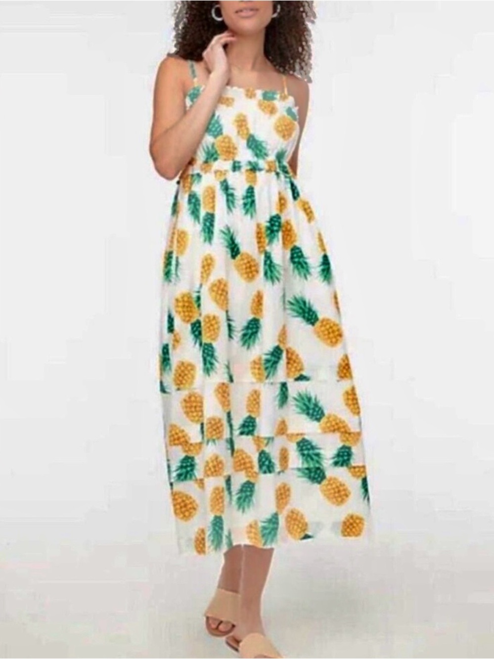 J-Crew Pineapple Summer Maxi Dress